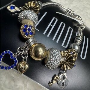 Landau September Gold and Silver Bracelet with Blue Accents NWT